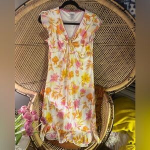 LNC Vintage Y2K Giorgio Fiorelli Pink & Yellow Floral Midi Dress Size M 🌼🌸